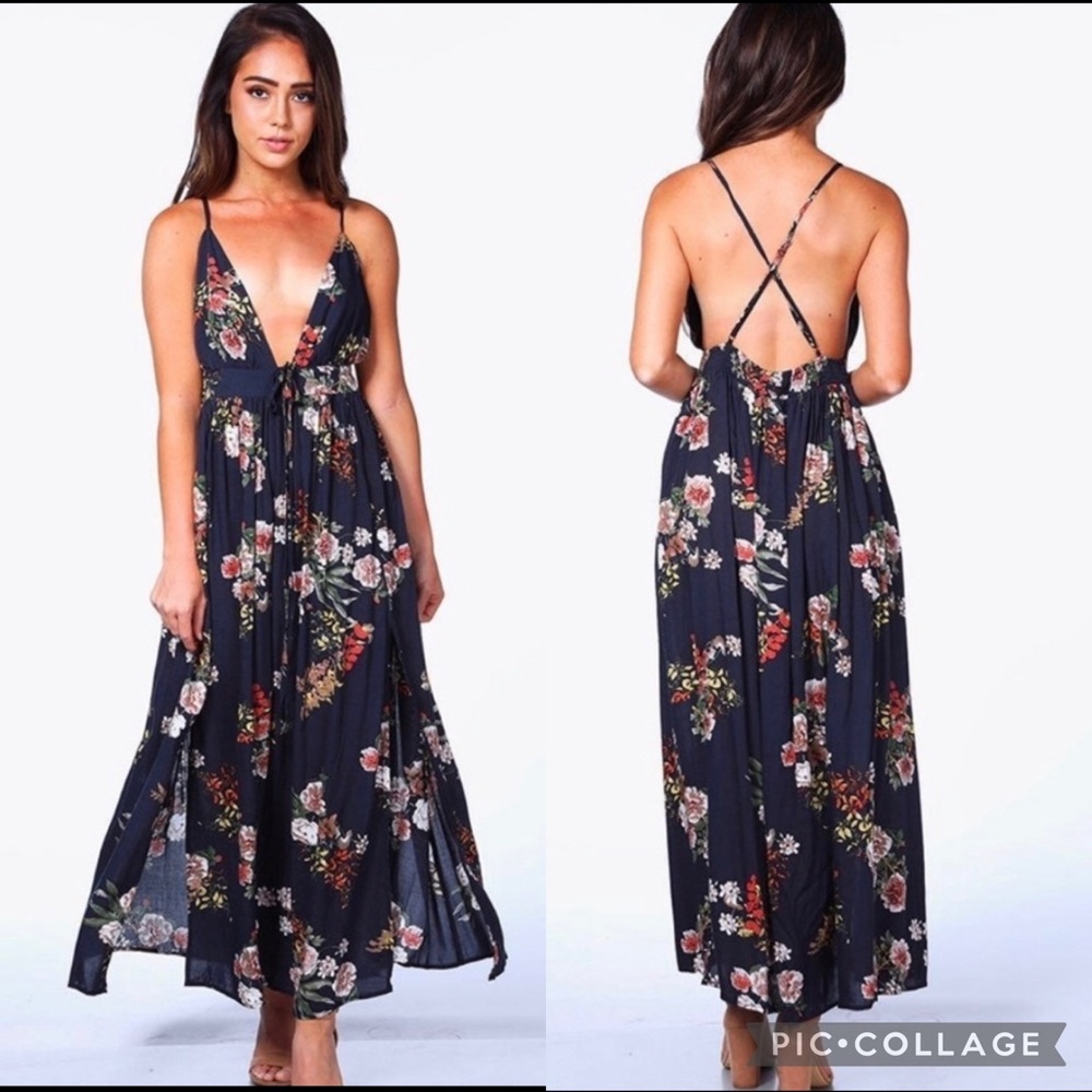 🔥3 for $25 floral cross back maxi dress